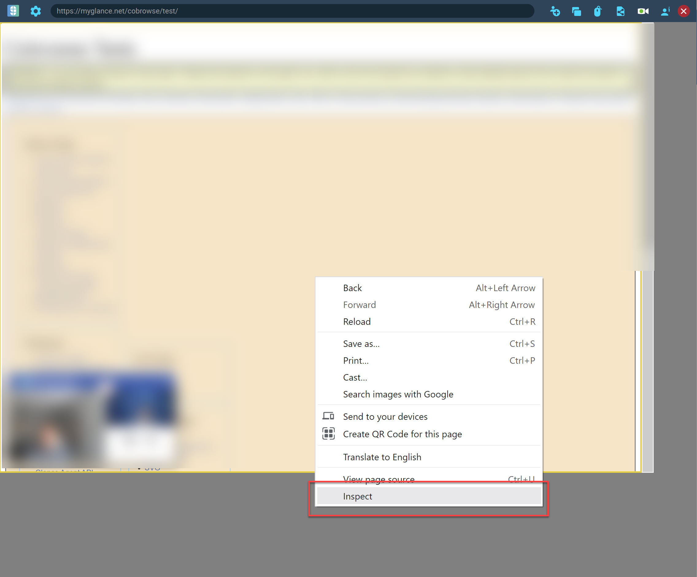 Browser inspect element option