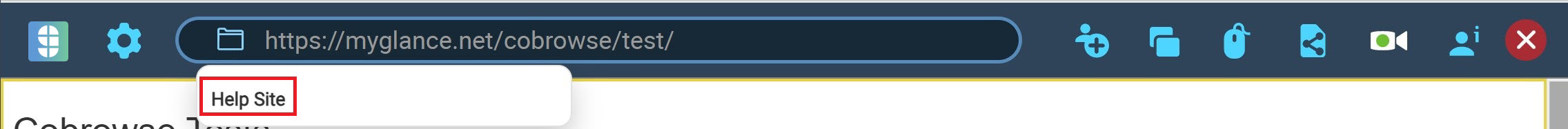 Dropdown list of available sites