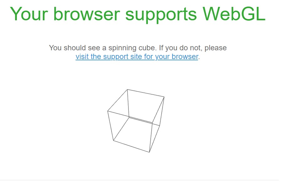 WebGL support confirmation