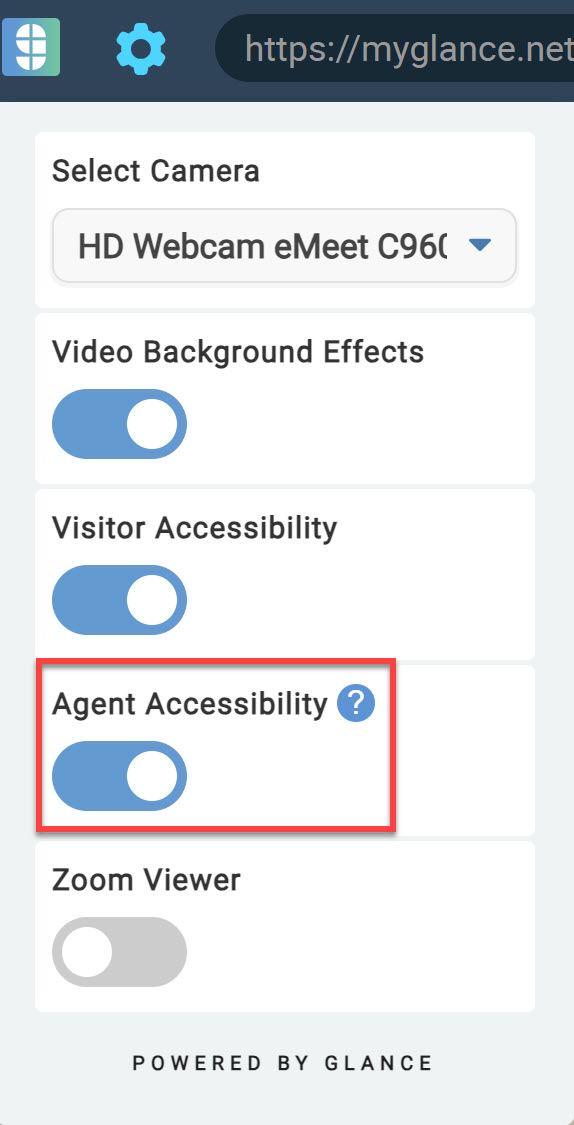 Agent Accessibility slider
