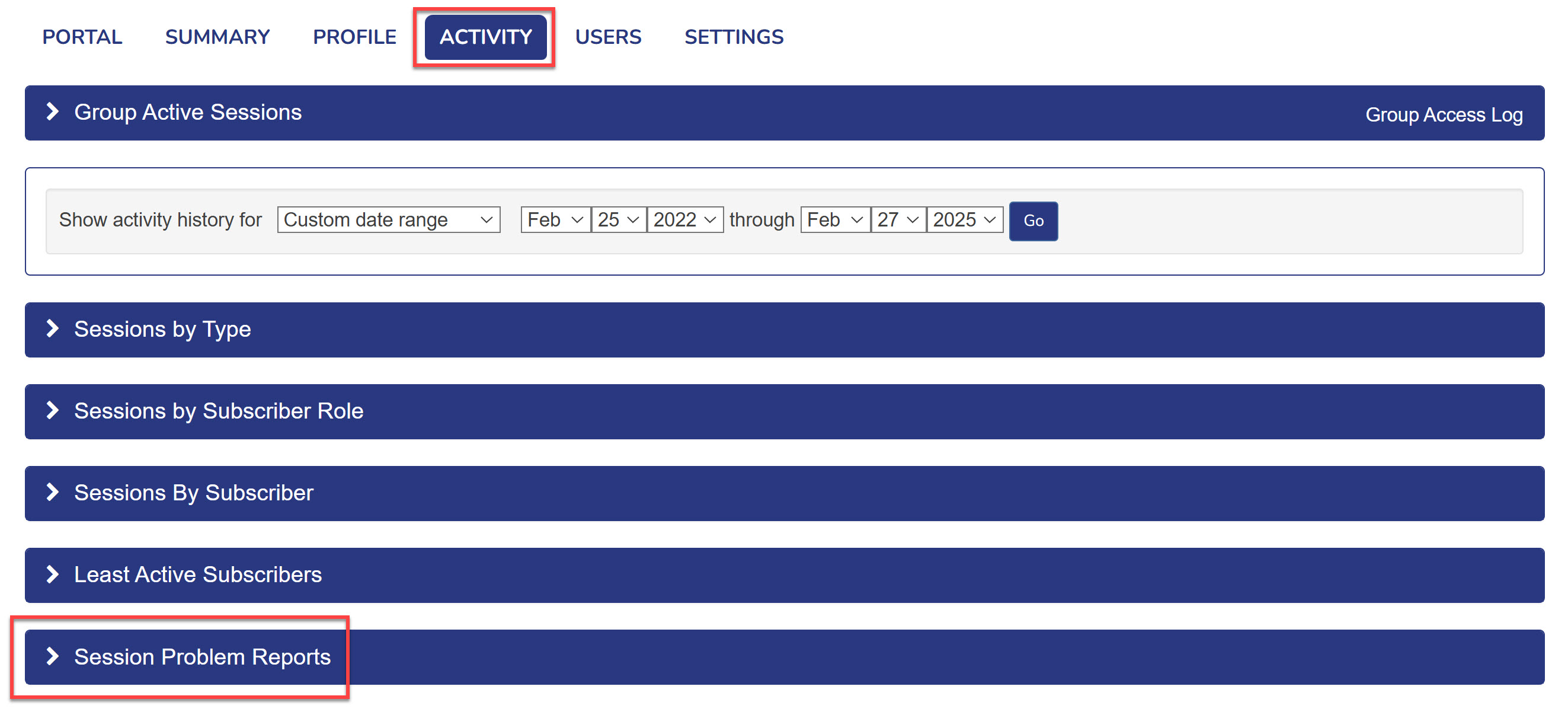 Session Problem Reports