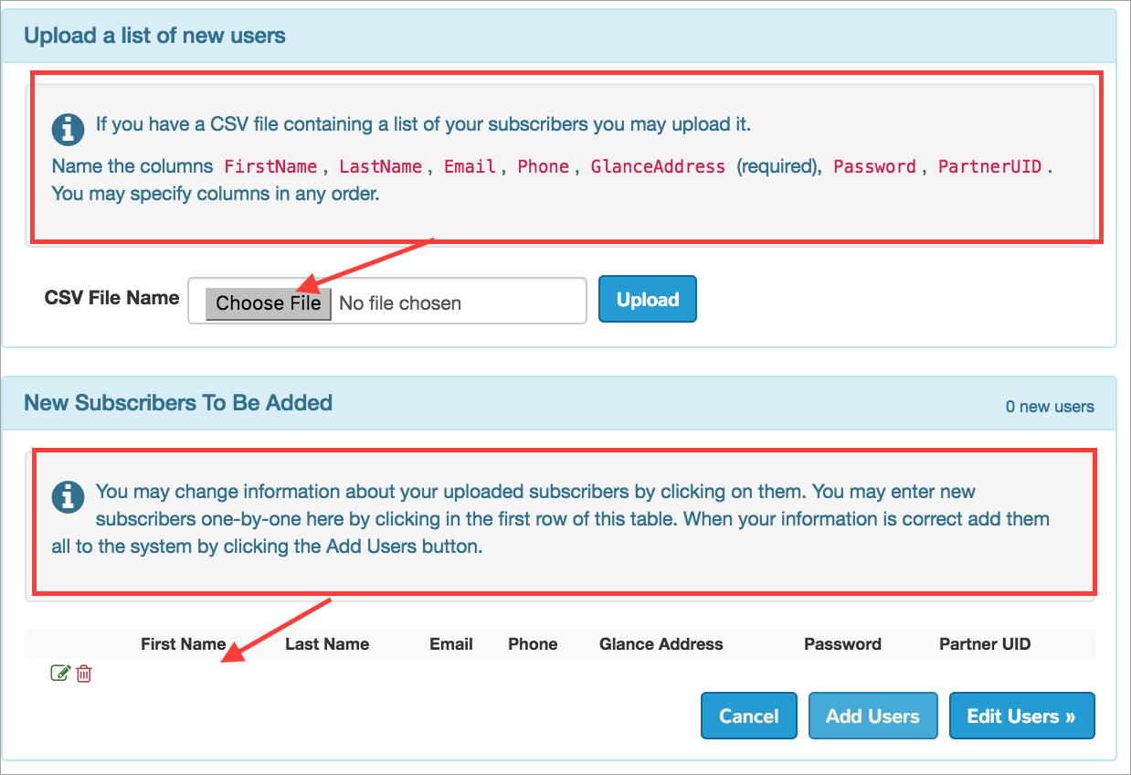 Manual user addition fields