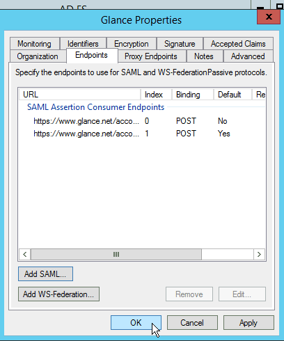 Two items successfully configured in the Endpoints tab