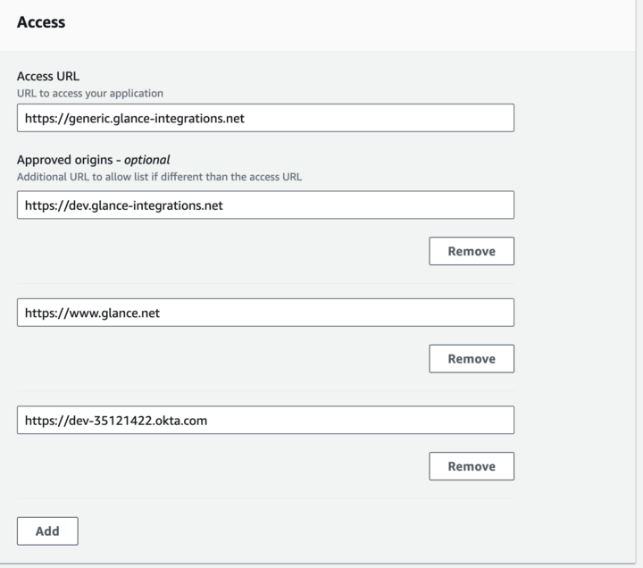 Access URL and Approved Origins Configuration