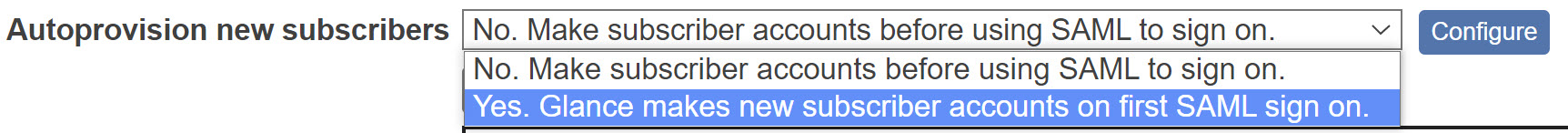 Autoprovision new subscribers dropdown set to Yes