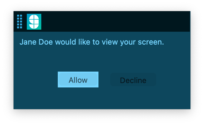 Browser confirmation to open GlanceGuest