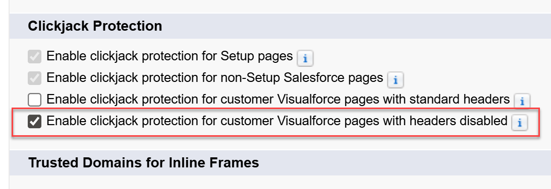 Trusted Domains configuration in Salesforce