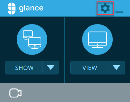 Glance Client settings menu