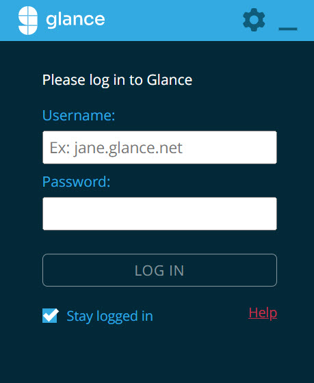 Glance Client login window