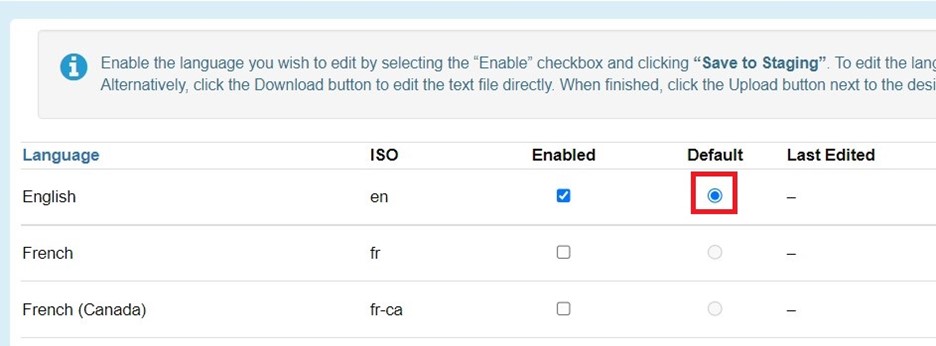 Default Language Toggle