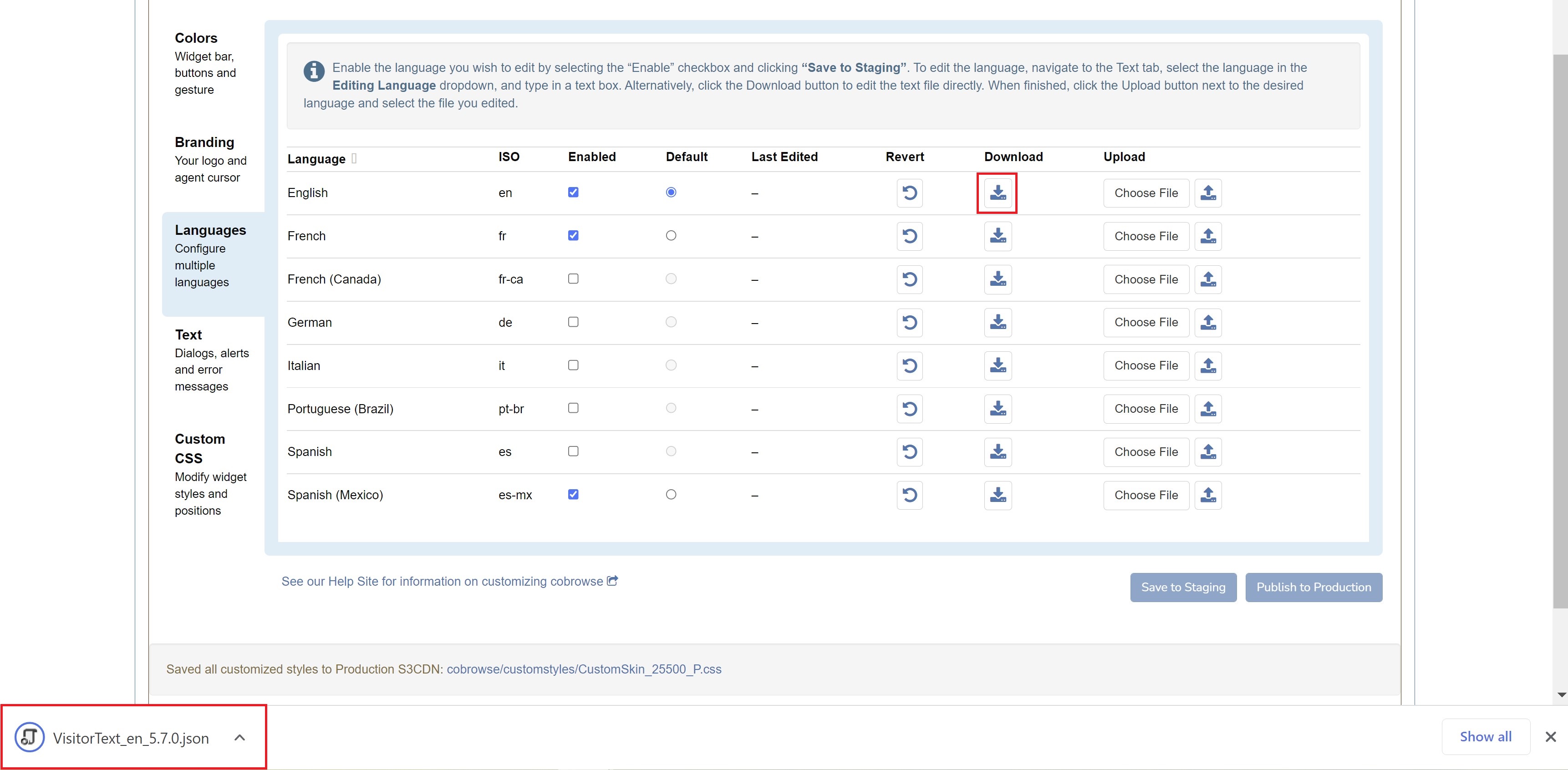 Download language file