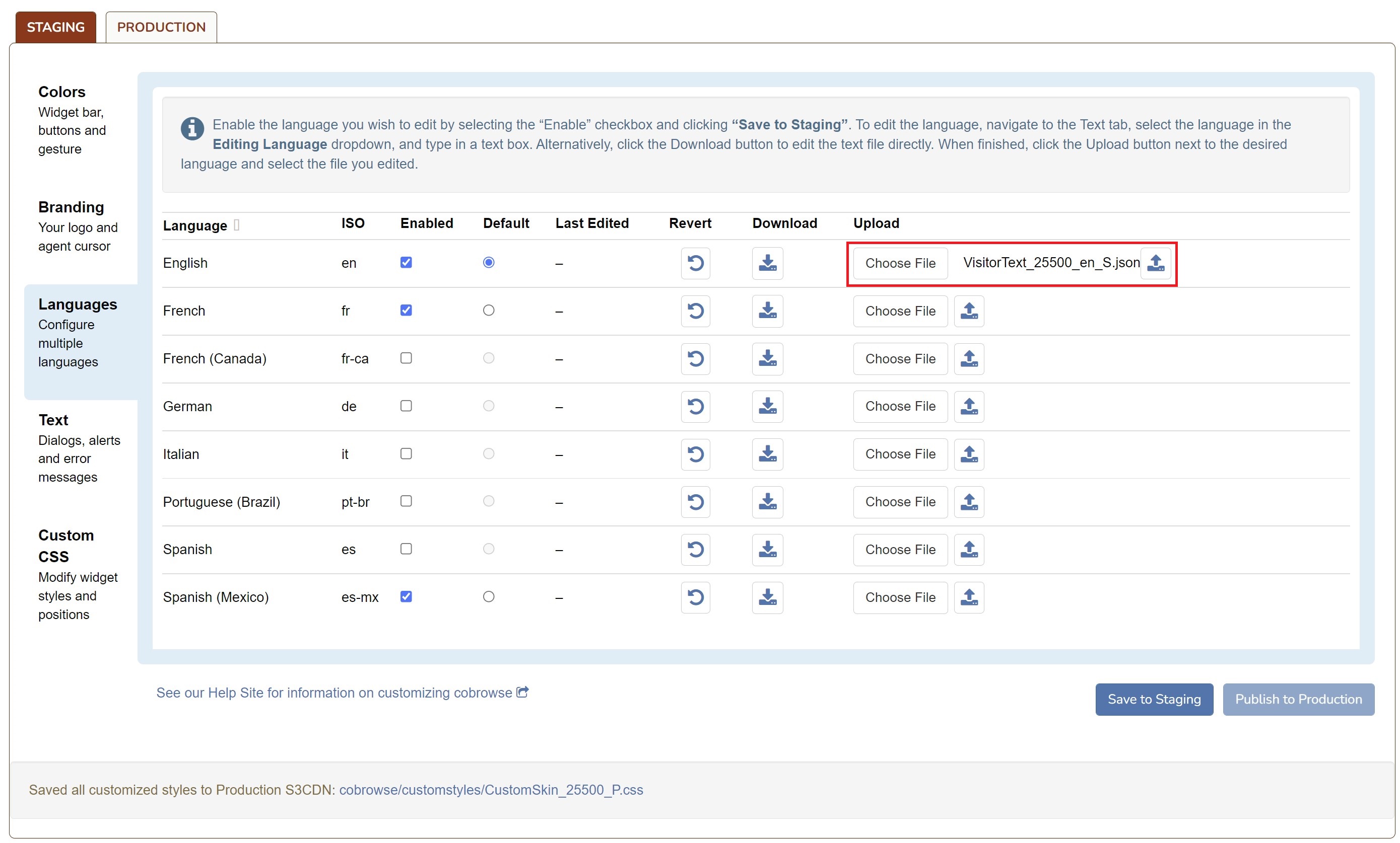Upload modified language file