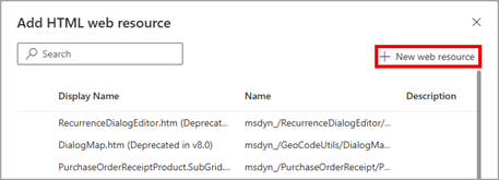 Click New web resource