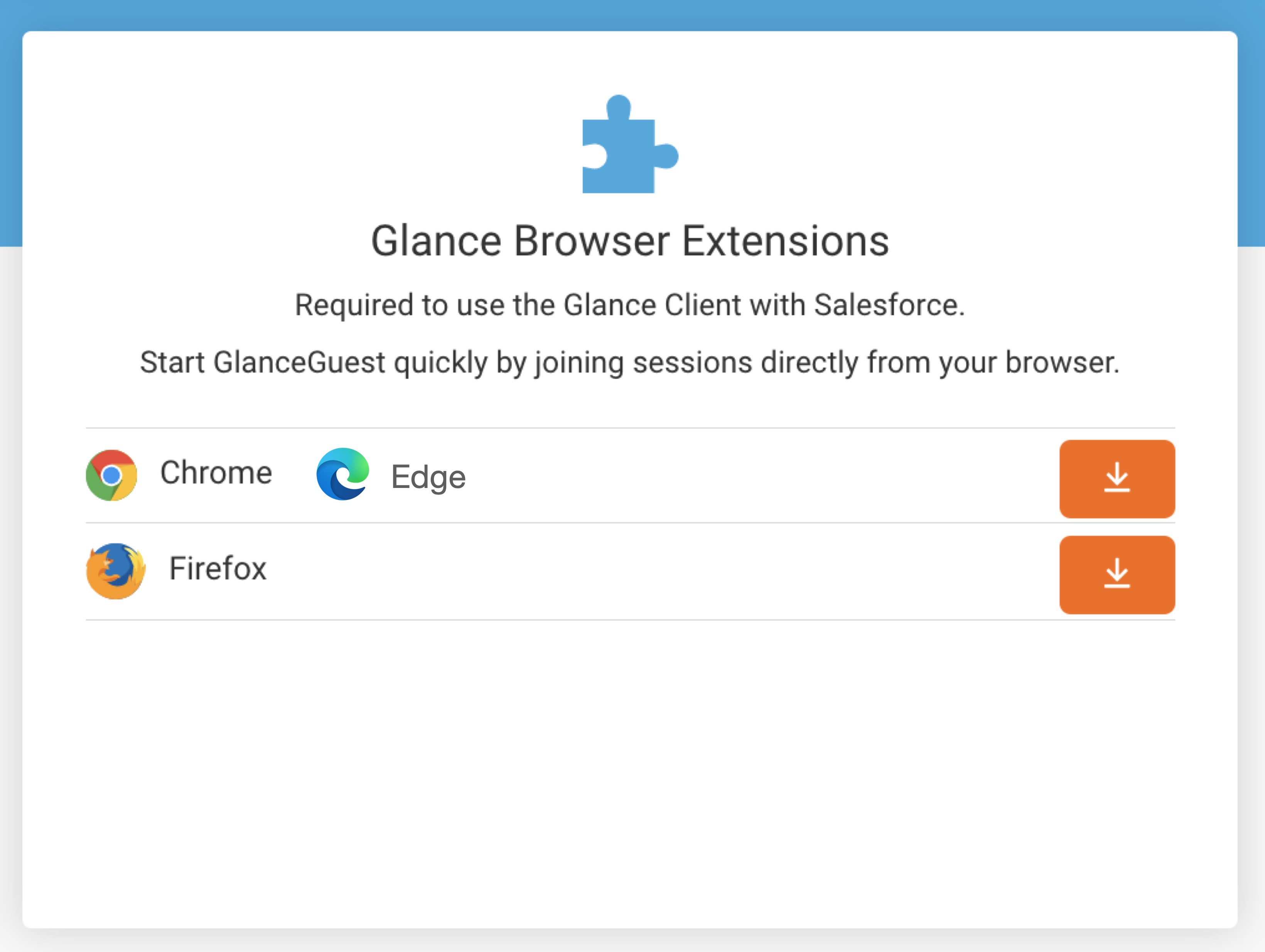 Glance browser extensions download page