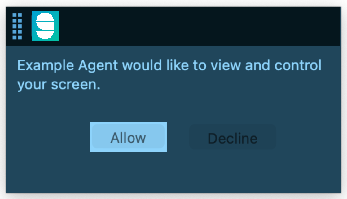 GlanceGuest remote control prompt