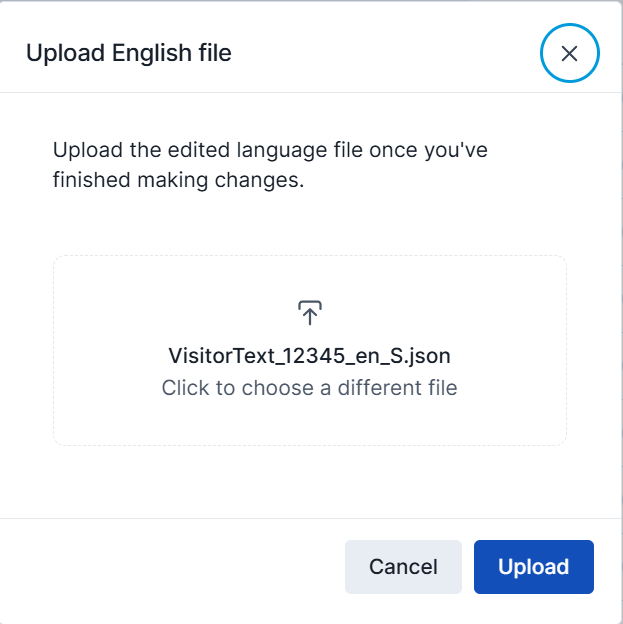 Upload edited language file modal
