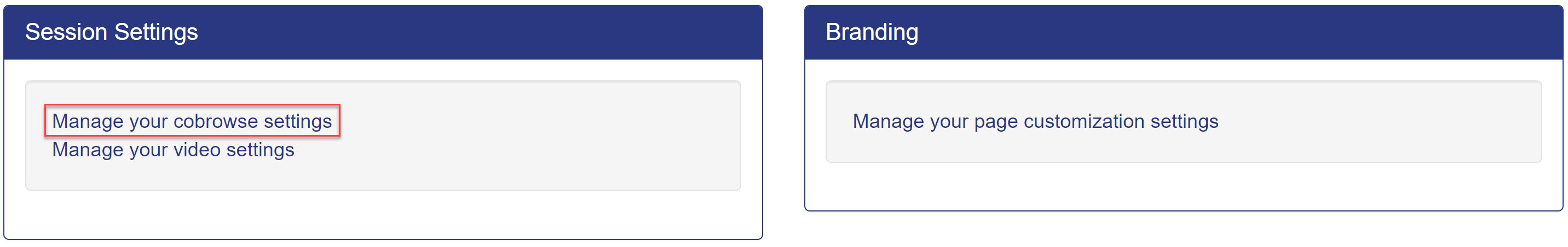Manage your Cobrowse settings link