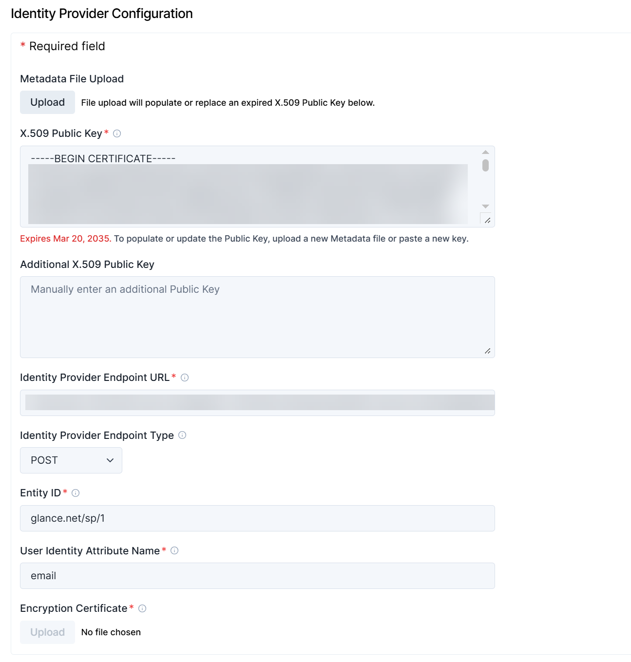 Portal SSO Identity Provider Configuration