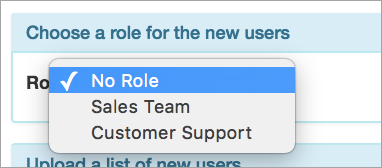Select Role dropdown
