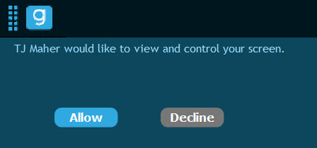 Visitor allow screen view notification