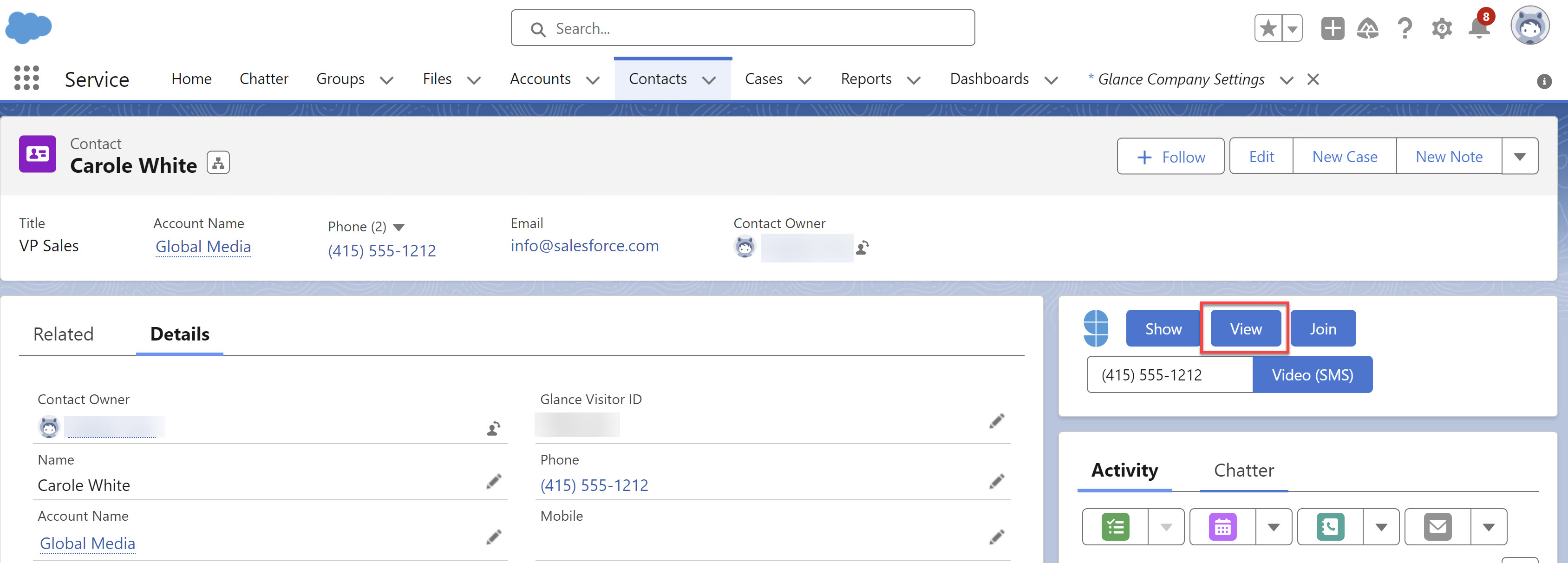 Click the View button in Salesforce
