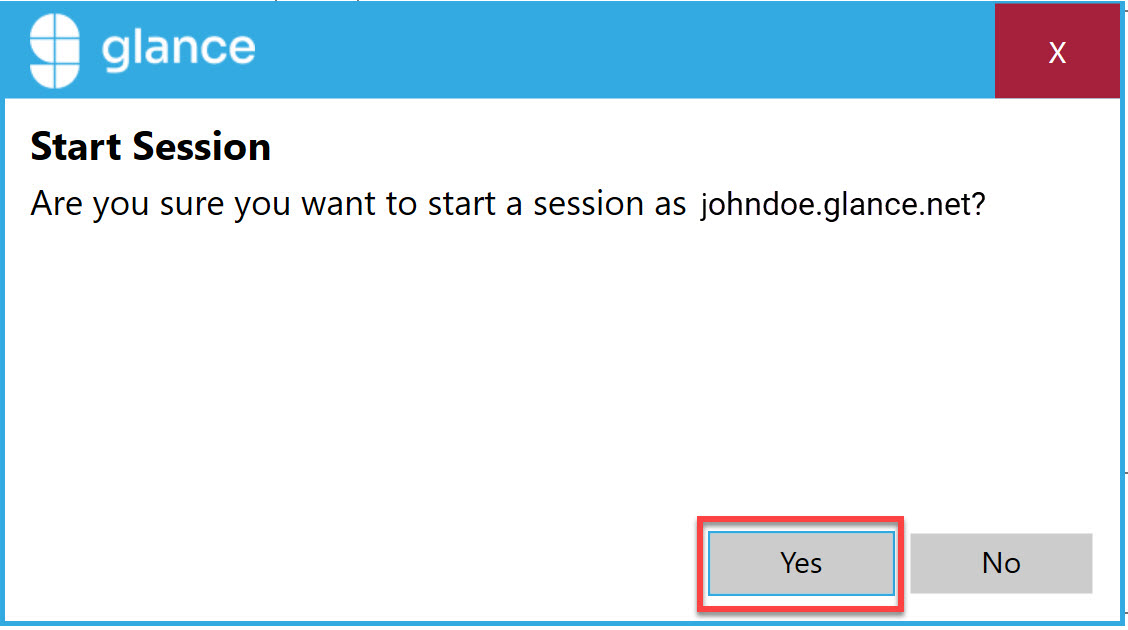 Start Session confirmation prompt