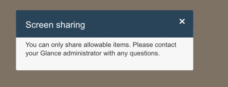 Screen Share error notification