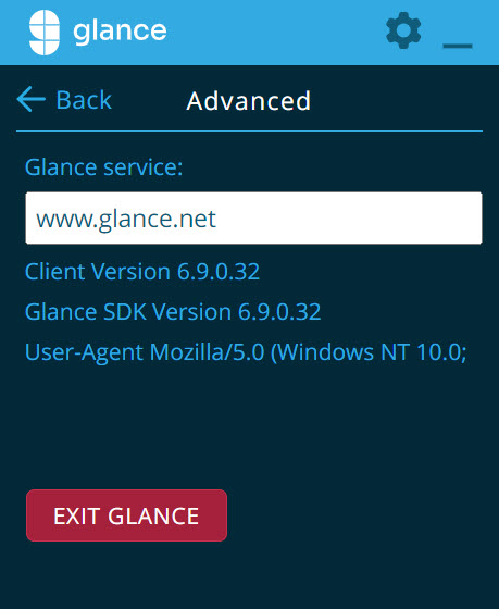Exit Glance from Advanced menu