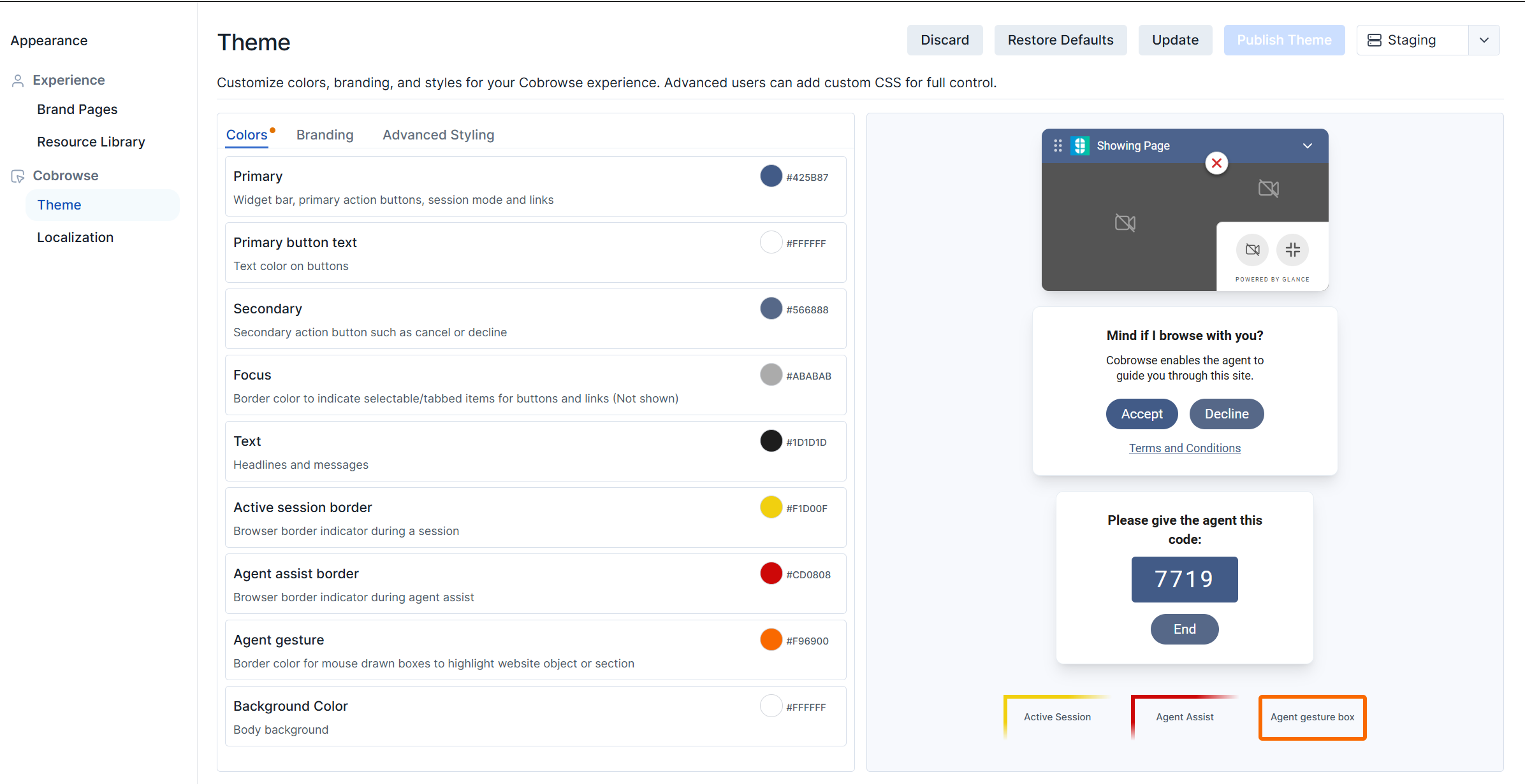 Theme colors configuration