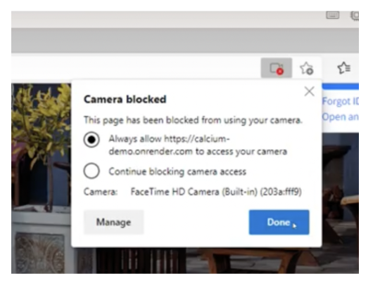 Edge Always Allow camera setting