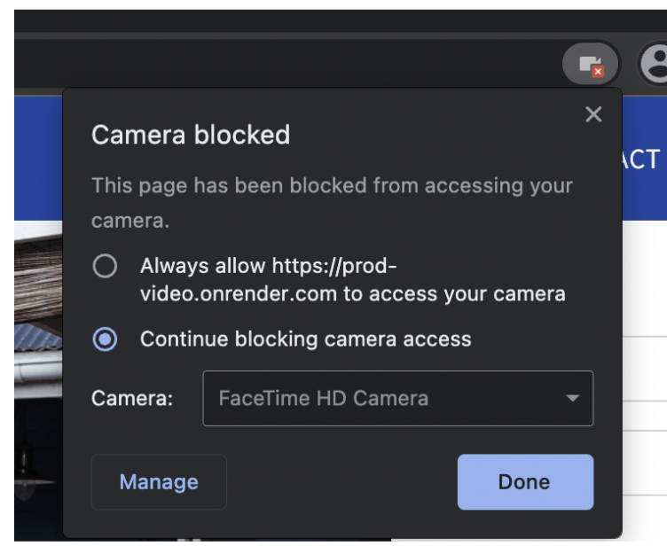 Change camera to Always Allow