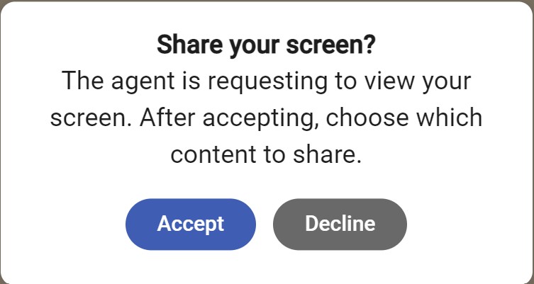Visitor Share Your Screen prompt